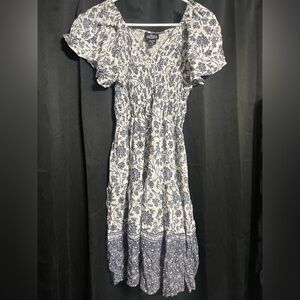 Angie Blue and White Floral Midi Dress